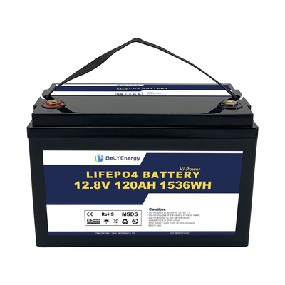 Αναφορτιζόμενη μπαταρία Lifepo 12v 120ah 1536 Wh ελαφρύ βάρος για RV Motorhome Camper