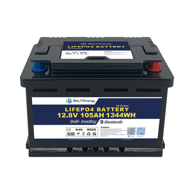 RV LiFePO4 μπαταρία αποθήκευσης ενέργειας 12V 105AH με BT και αυτοθερμότητα